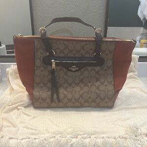 Coach Brown and Tan Monogram Tote
